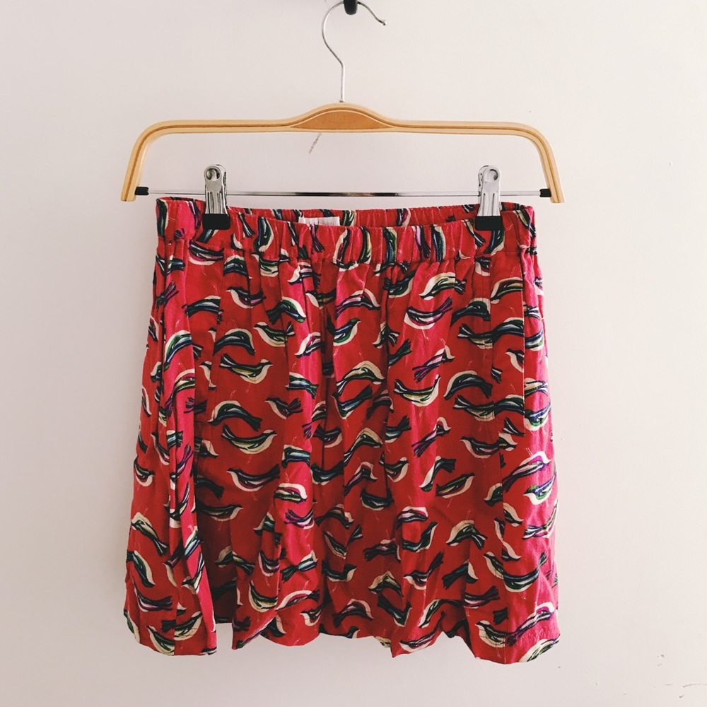 Cooperative bird print high-waisted skirt, size S